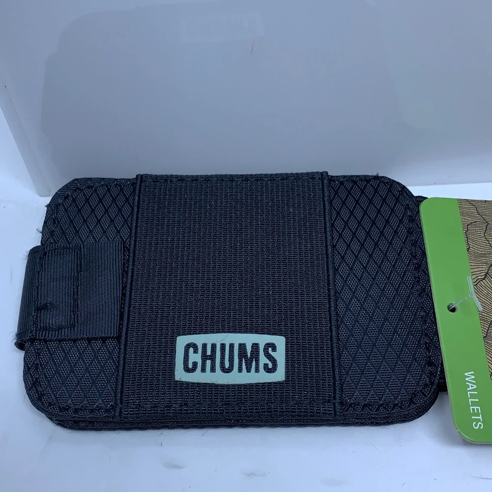 Chums Unisex OS Black Bandit Bi-Fold RFID ID Window Wallet 18808 NWT